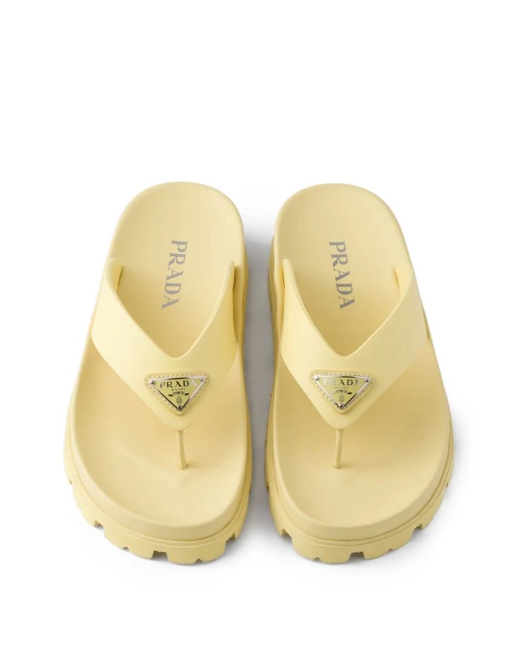 Prada Metallic Rubber Thong Sandals