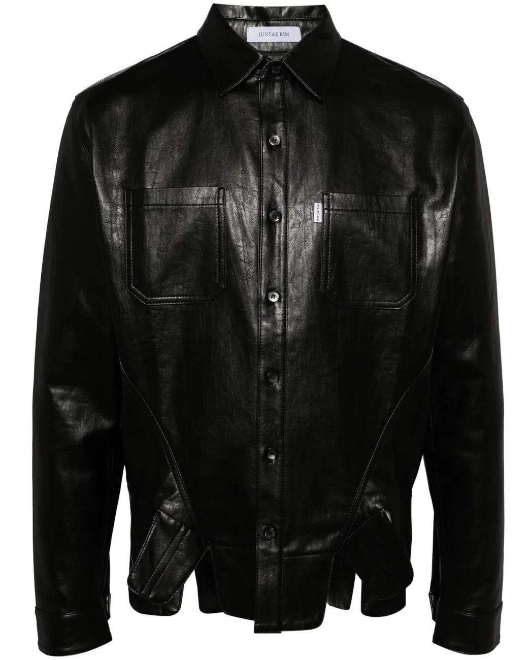 JUNTAE KIM Black Square Petal Corset Shirt for men
