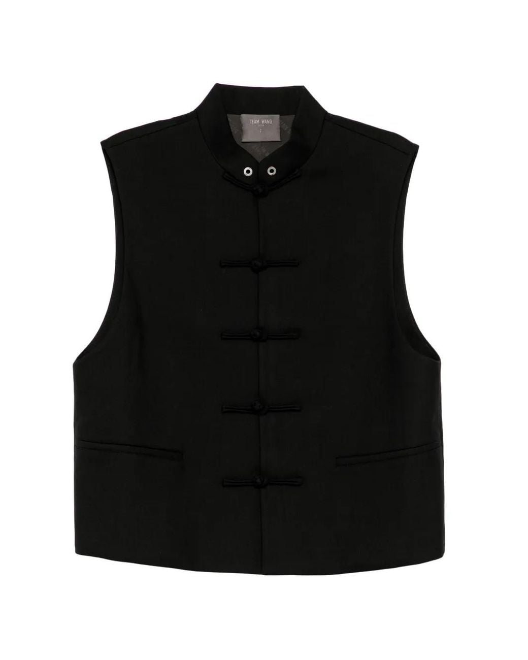 TEAM WANG design Black Frog-Fastening Sleeveless Jacket for men