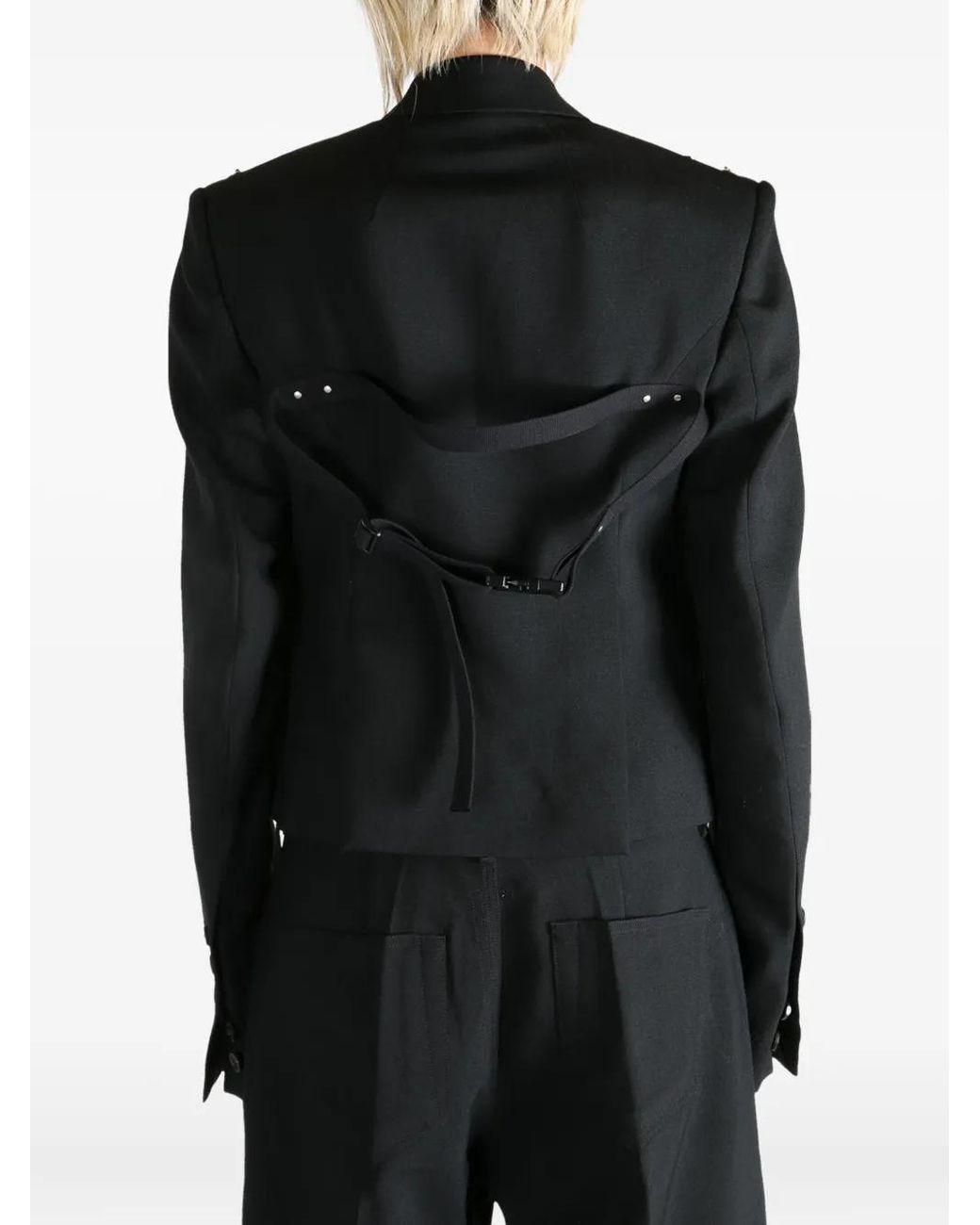 Rick Owens Black Zip-Detail Studded Jacket
