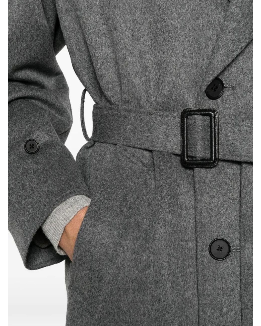 Ssstein Gray Chester Belted Raglan-Sleeve Coat for men