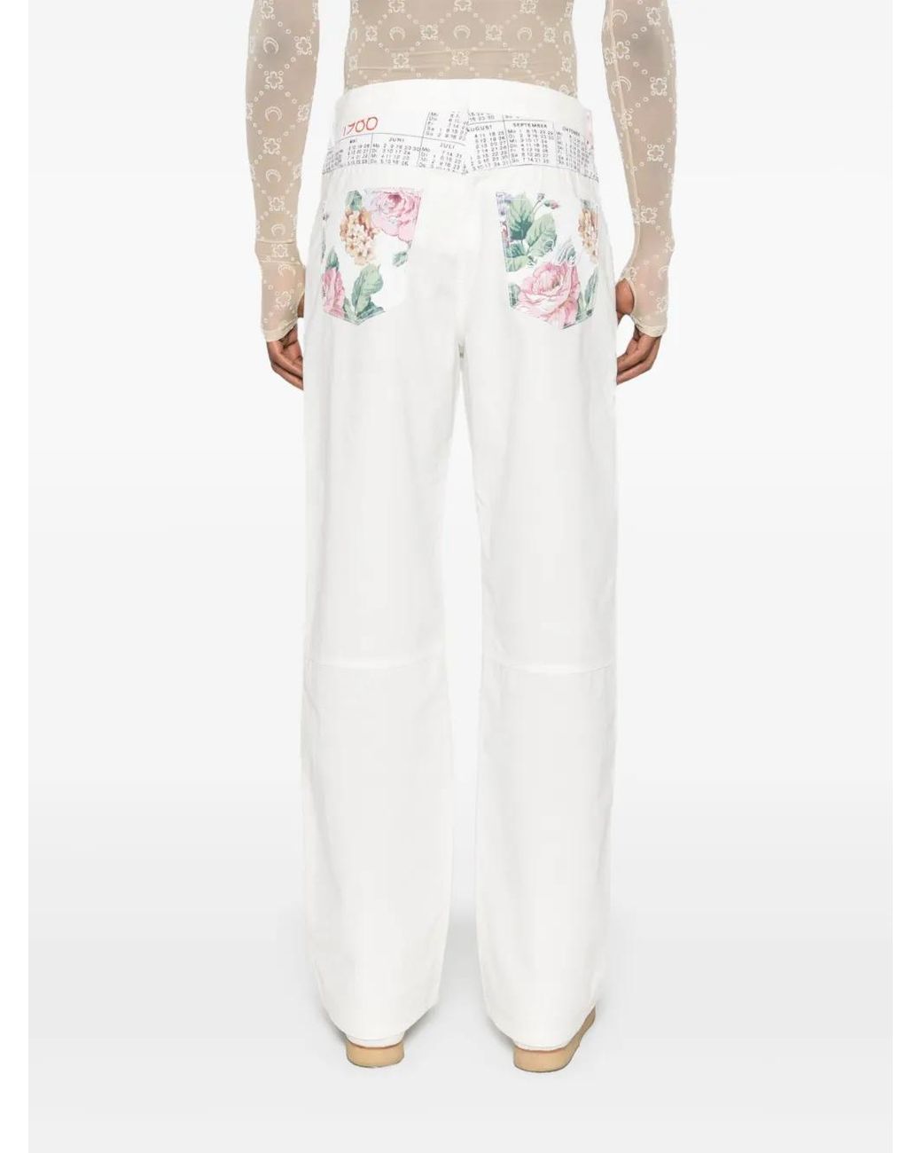 MARINE SERRE White Calendar Straight Trousers for men