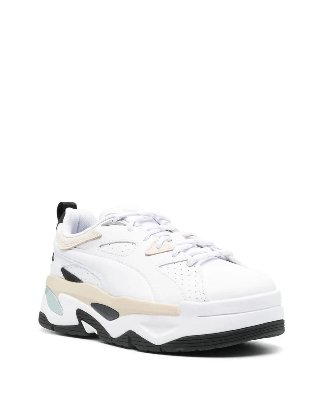 PUMA White Blstr Leather Sneakers