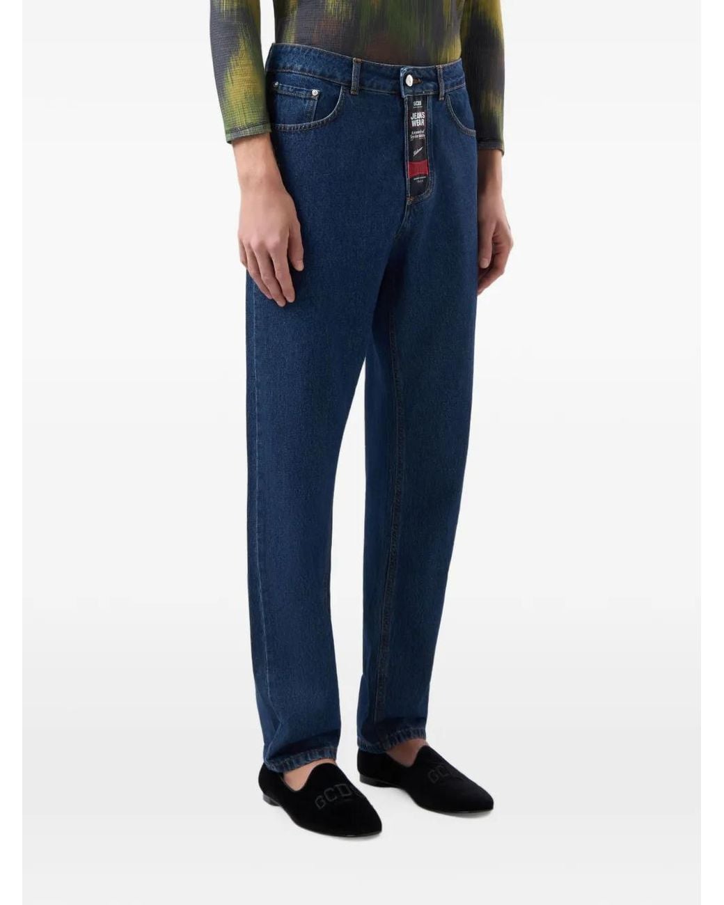Gcds Blue Five-Pocket Straight-Leg Jeans for men