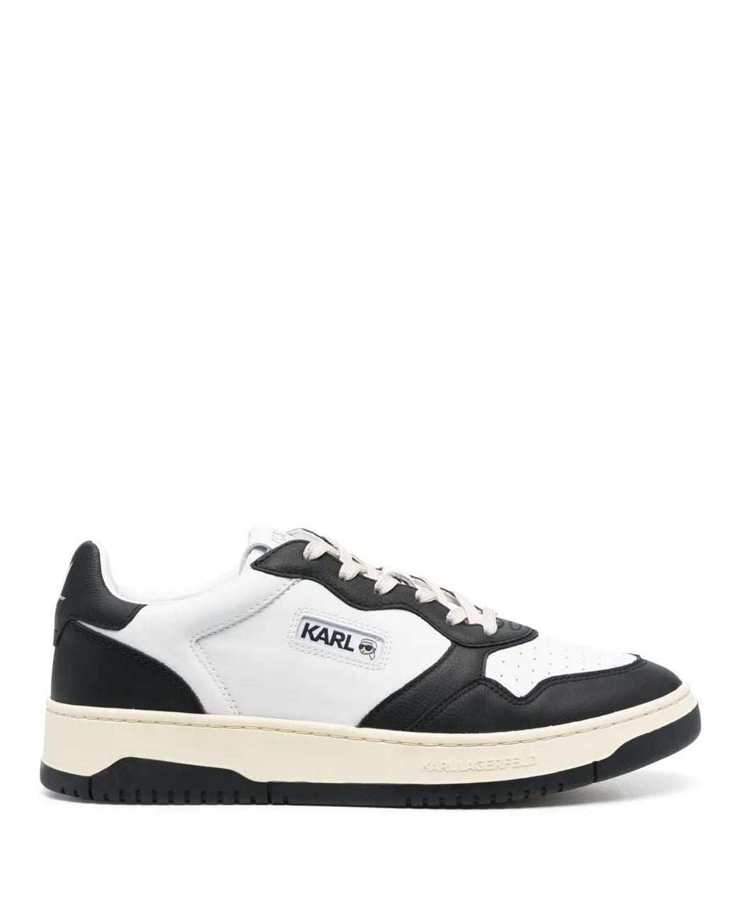 Karl Lagerfeld White Panelled Low-Top Sneakers for men