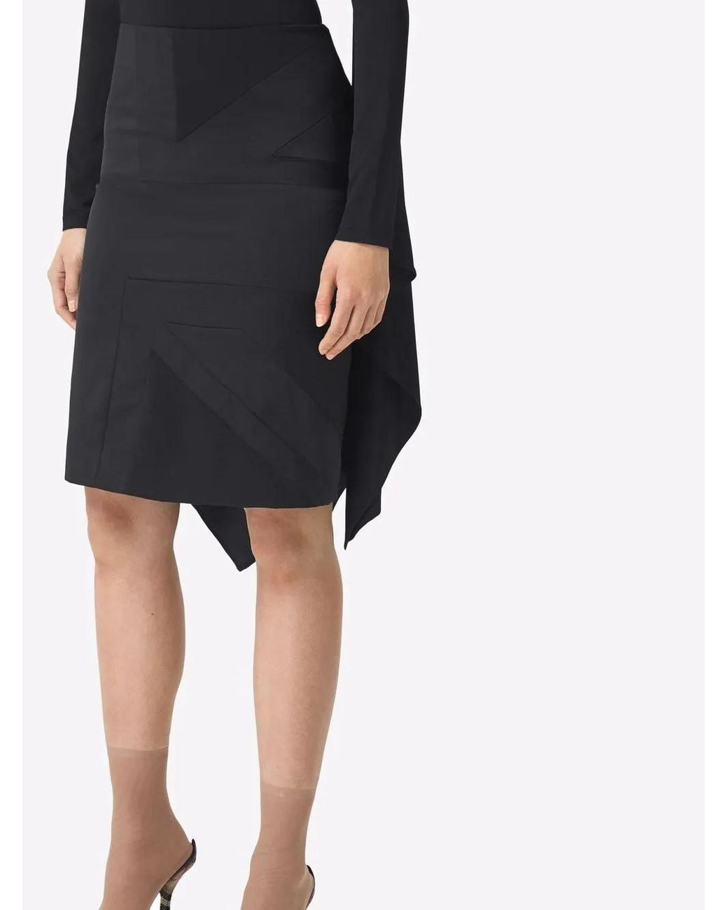 Burberry Black Flag Drape-Detail Skirt