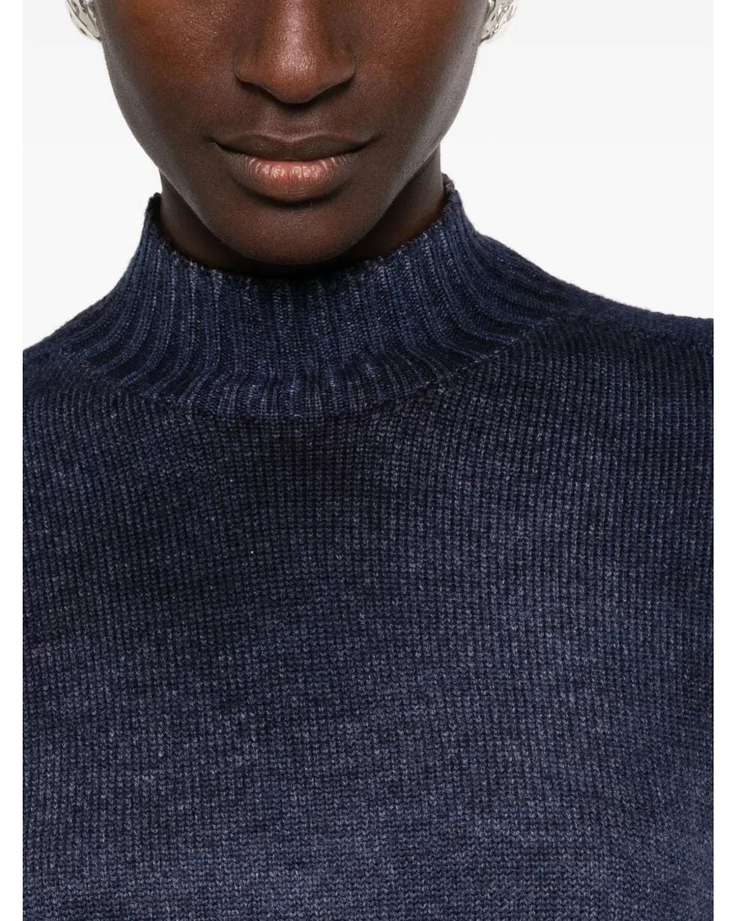AROVESCIO Blue Long-Sleeve Ribbed Sweater