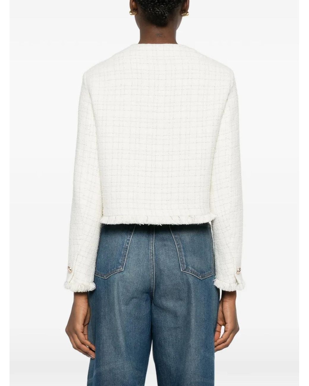 Maje White Cropped Tweed Jacket
