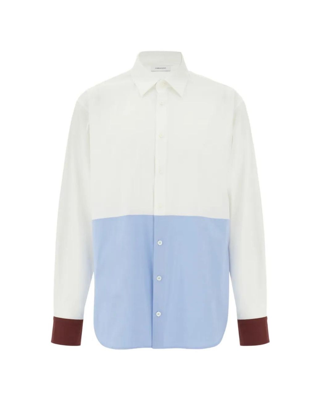 Ferragamo White Color Block Shirt for men