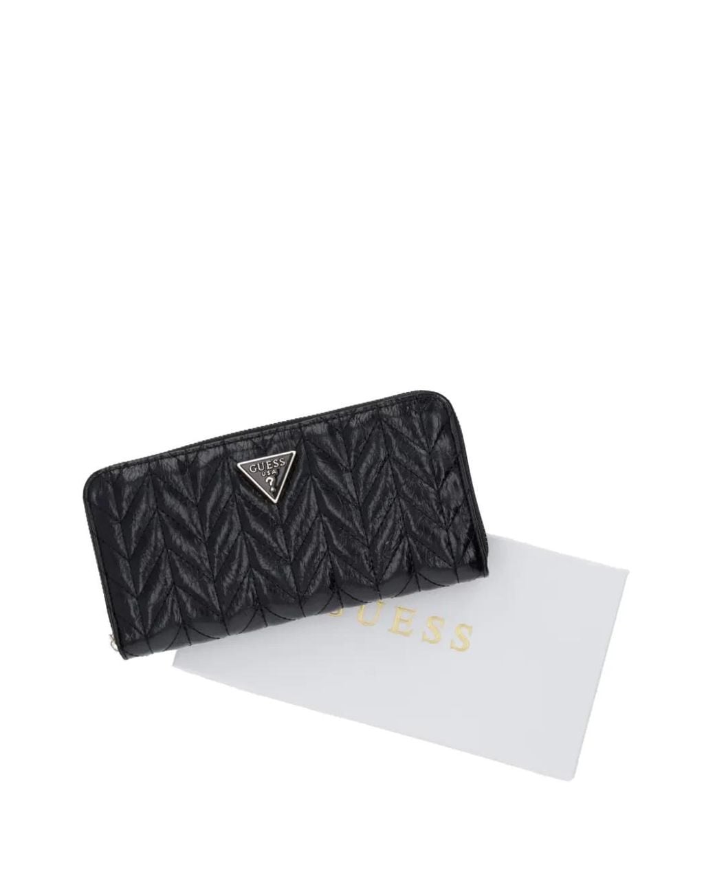 Guess Black Portefeuille Cheryl Matelassé À Chevrons