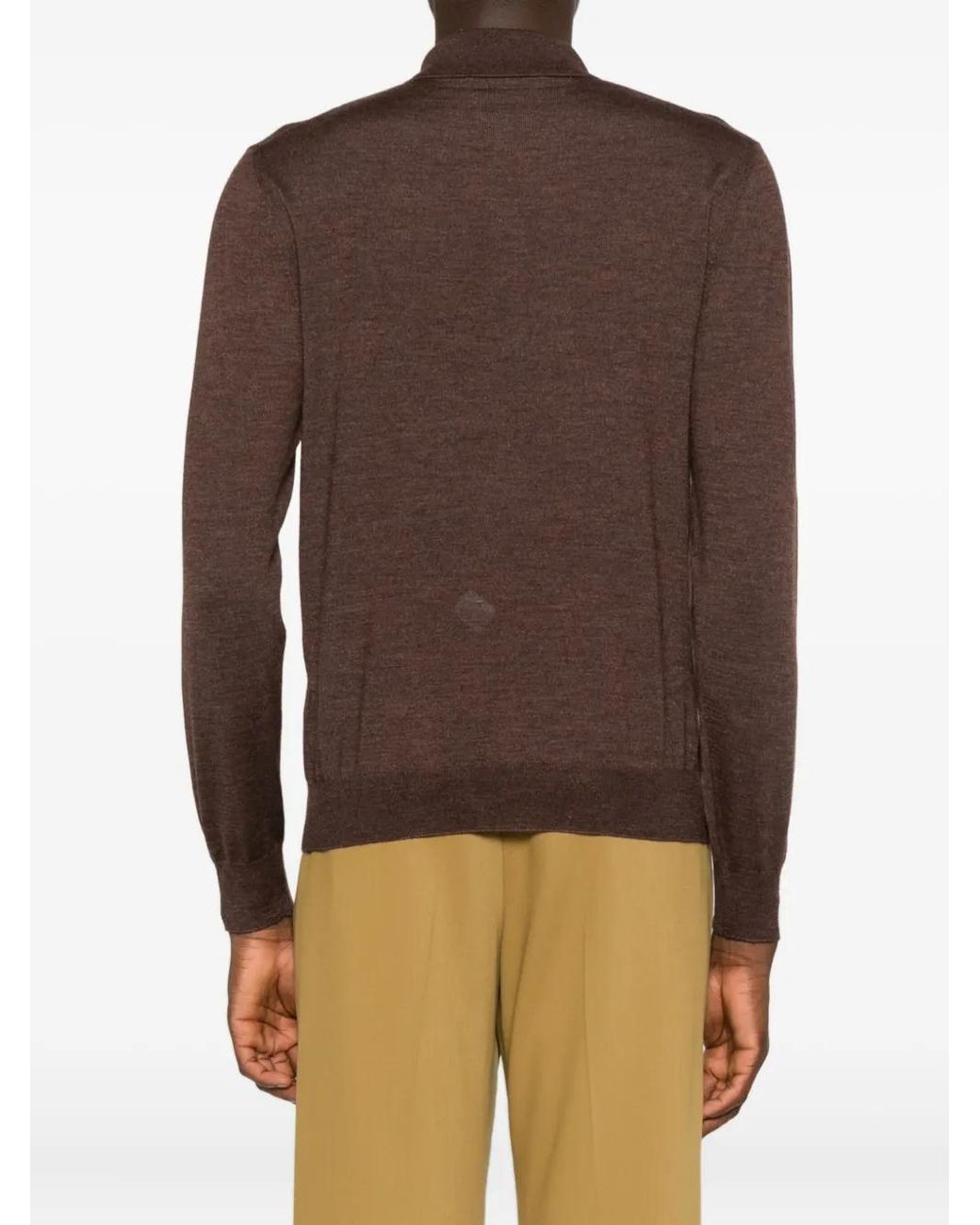 Tagliatore Brown Buttoned Long-Sleeve Polo Shirt for men