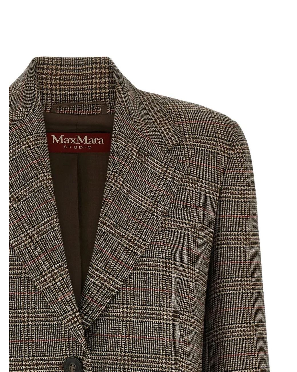 Max Mara Brown Blazer Rena Droit À Carreaux