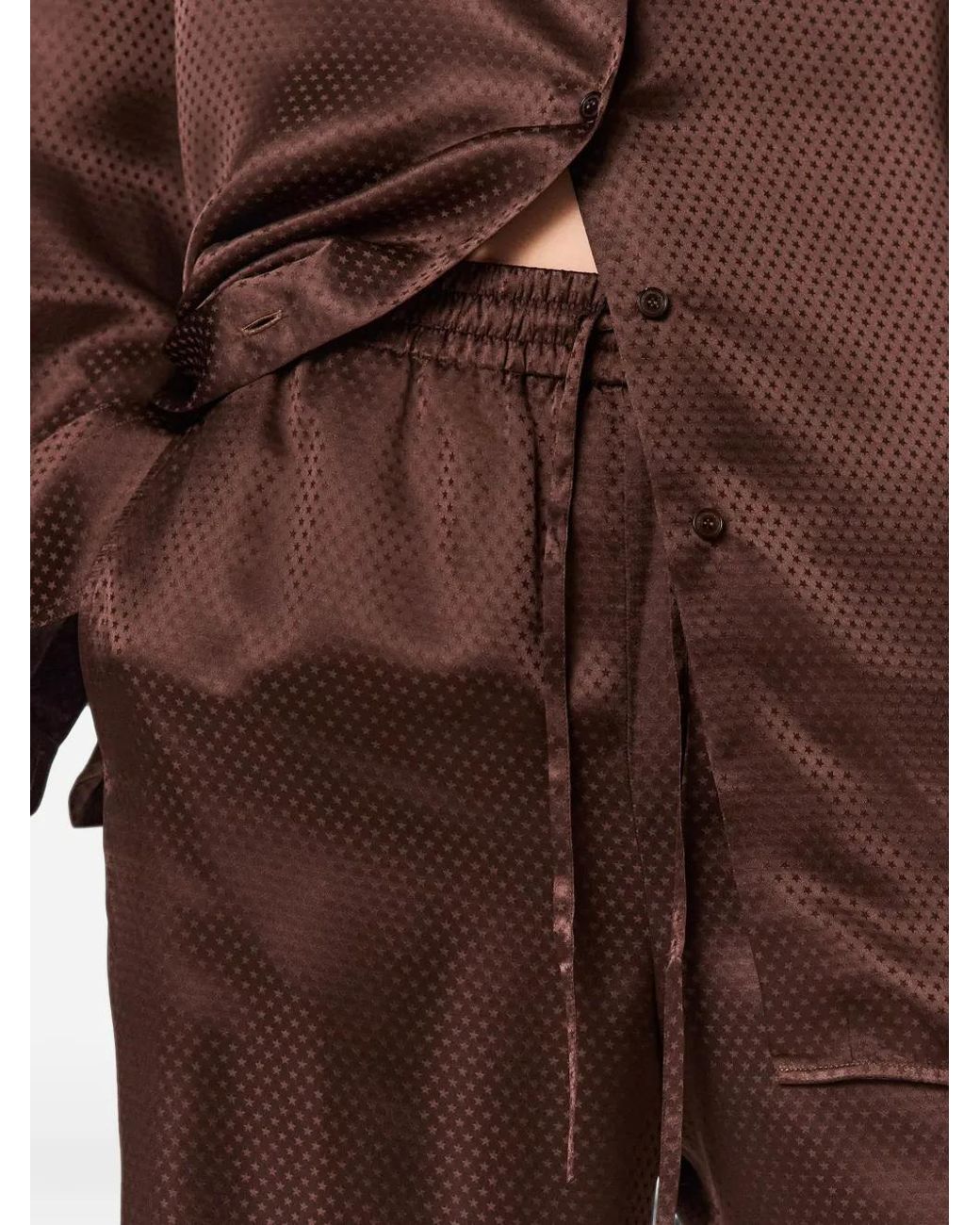 Stella McCartney Brown Star Silk Jacquard Pants