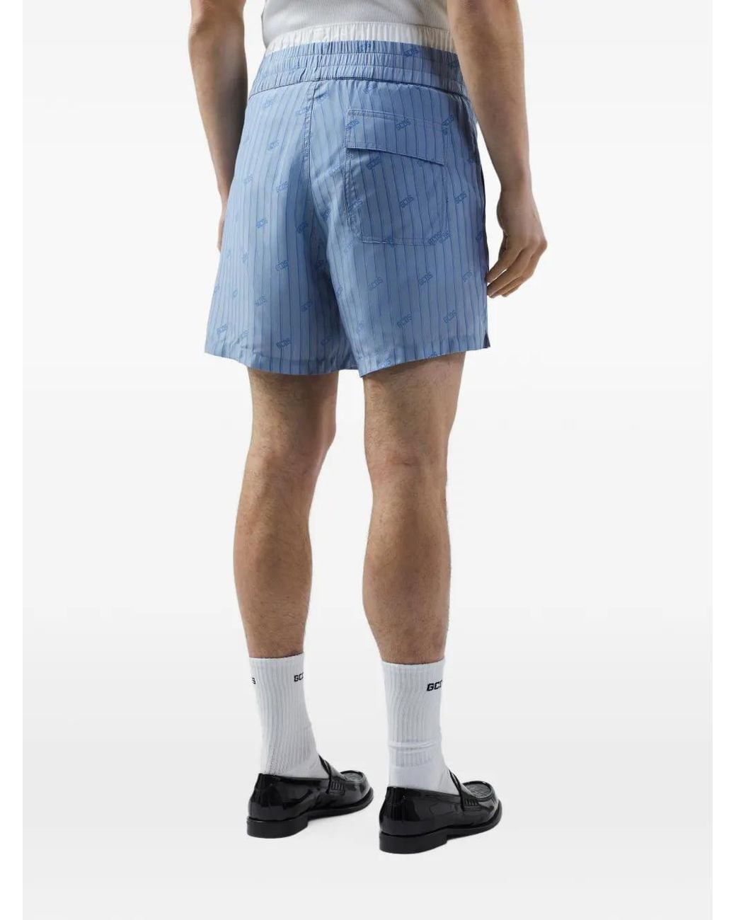 Gcds Blue Pinstripe Logo-Print Shorts for men