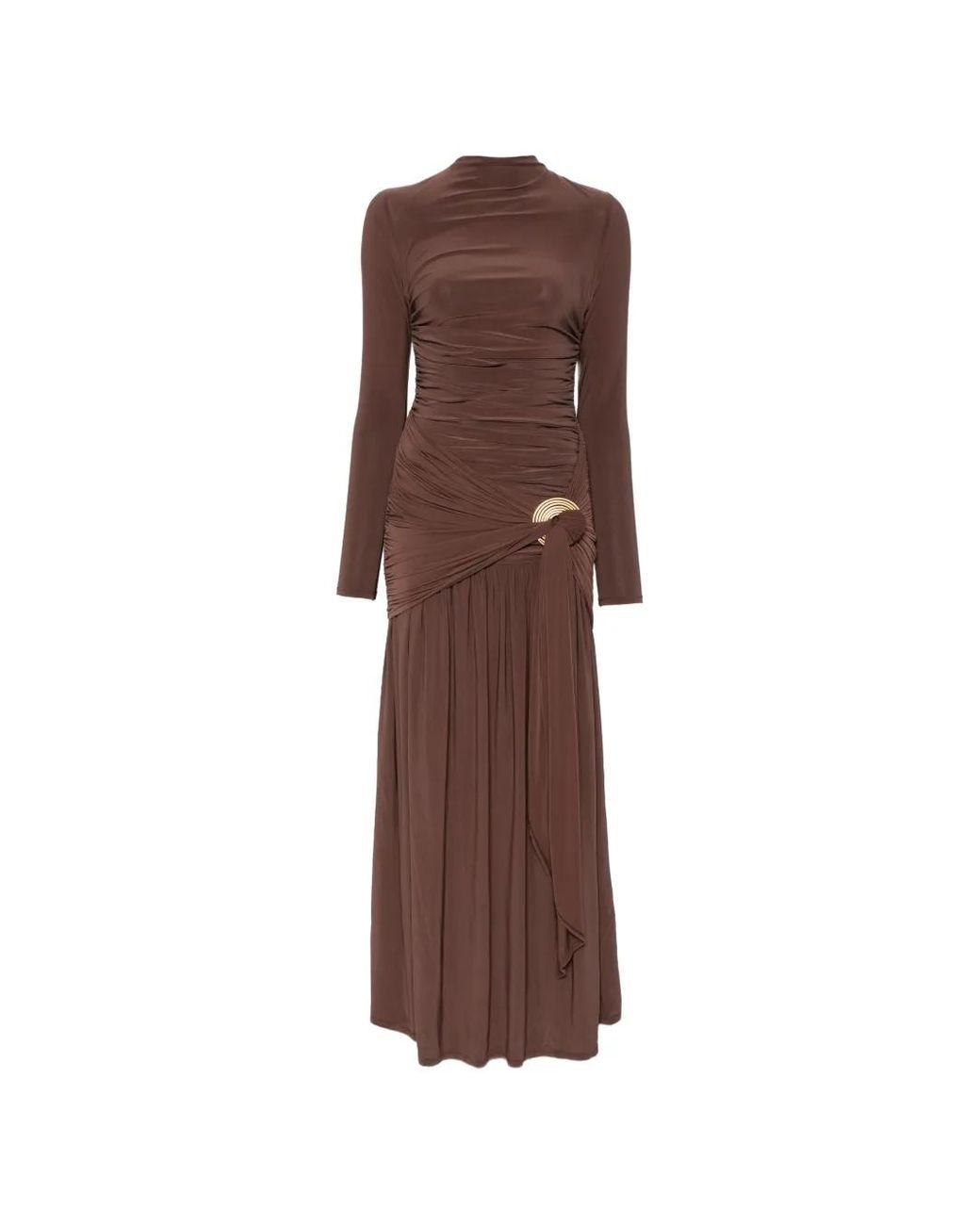Aje. Brown Selah Gathered Jersey Maxi Dress