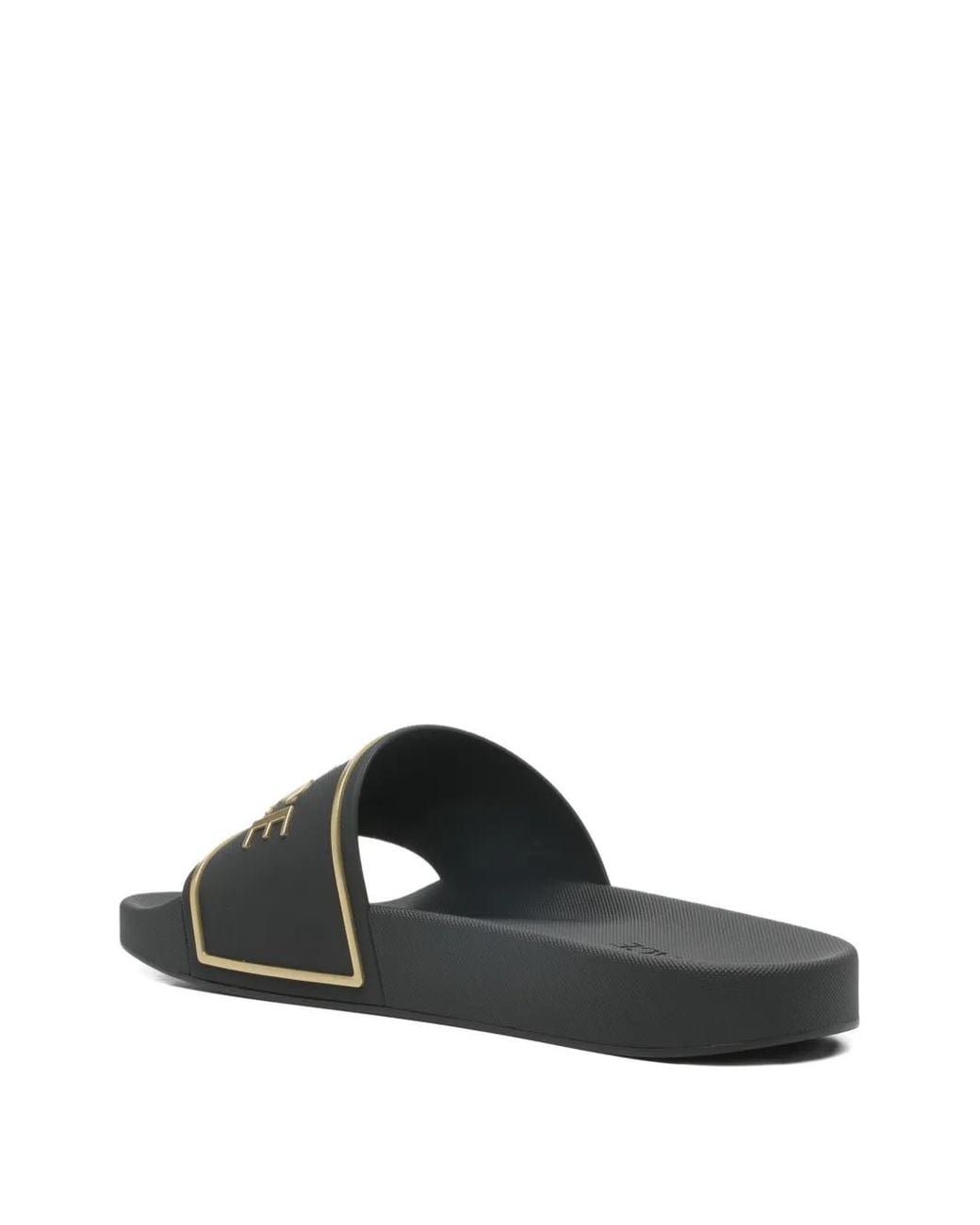 Versace White Slide Sandals With Embossed Logo for men