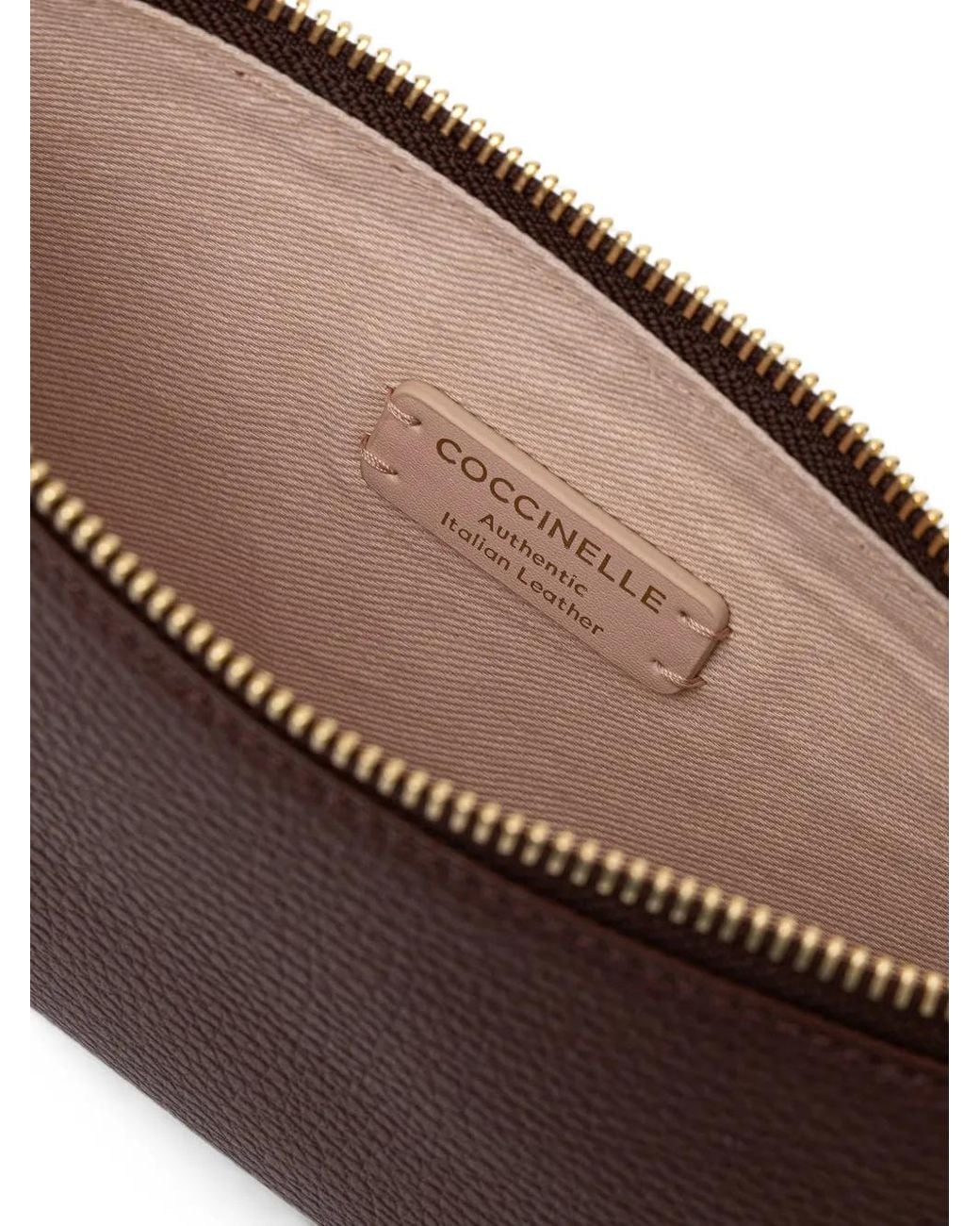 Coccinelle Brown Mini C-Me Chain Grainy-Leather Chain-Link Shoulder Bag