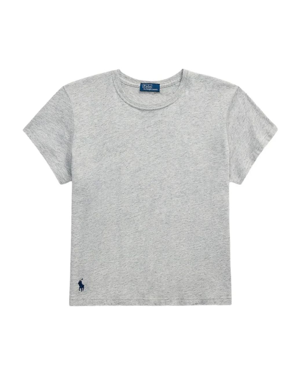 Polo Ralph Lauren Gray Shrunken-Fit Crewneck T-Shirt