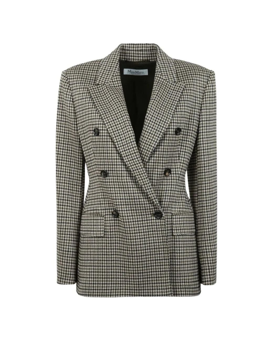 Max Mara Gray Eccelso Houndstooth-Pattern Blazer