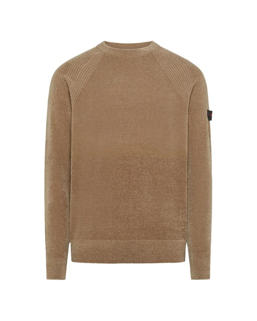Peuterey Brown Sironi 01 Ribbed-Knit Raglan-Sleeve Sweater for men
