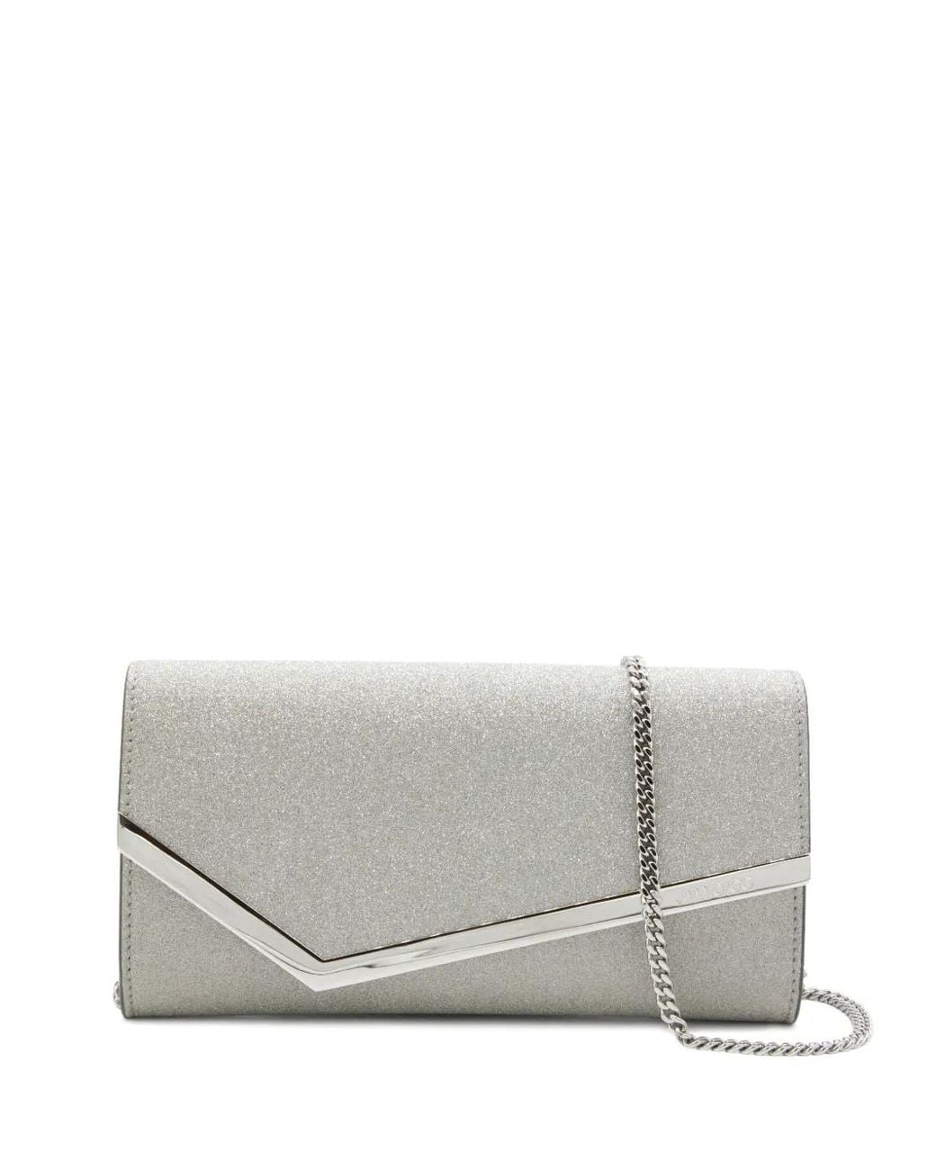 Jimmy Choo Gray Emmie Glitter-Finish Clutch Bag