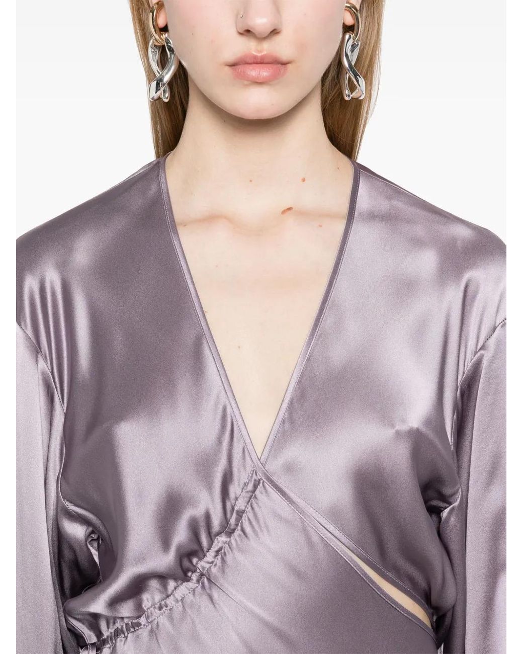 Christopher Esber Purple Cross-Cut Silk Maxi Dress