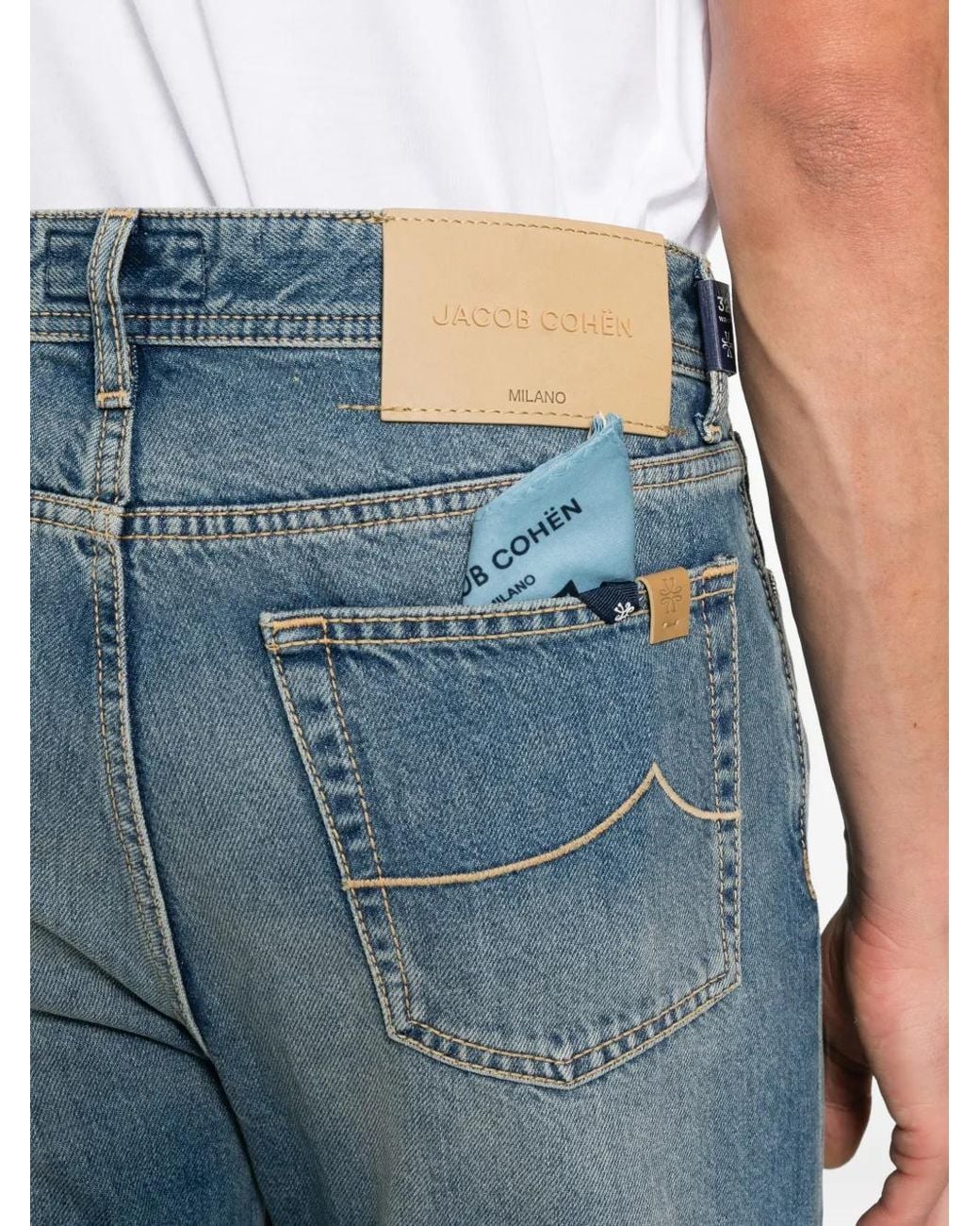 Jacob Cohen Blue Logo-Patch Straight-Leg Jeans for men