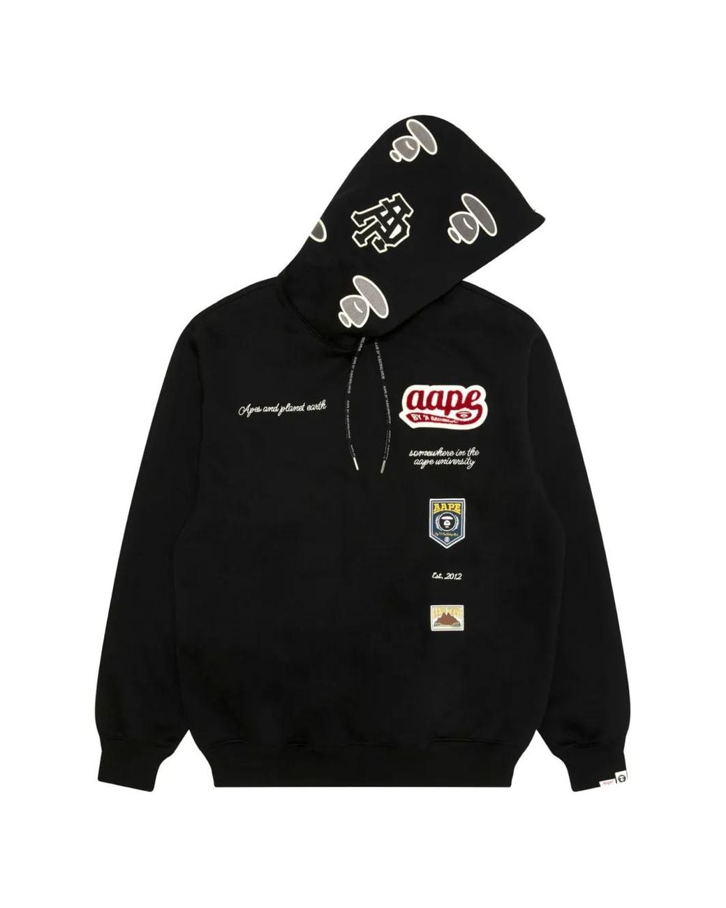 Aape By A Bathing Ape Black Aapeunvs Logo-Patch Hoodie for men