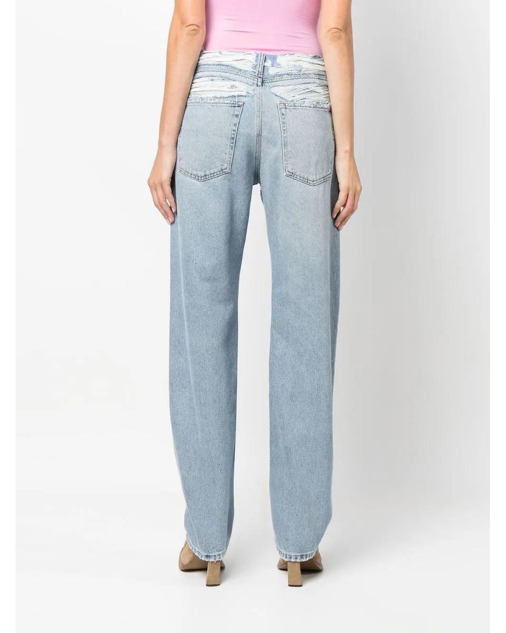 DIESEL Blue Mid-Rise Ripped-Detail Jeans