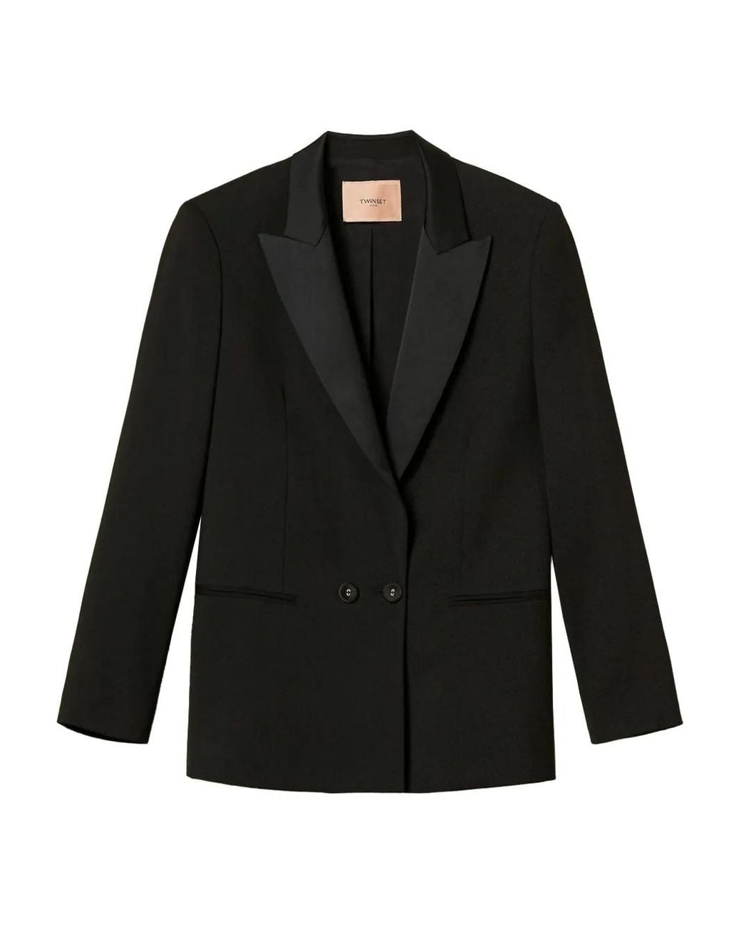 Twinset Black Long-Sleeve Double-Breasted Blazer