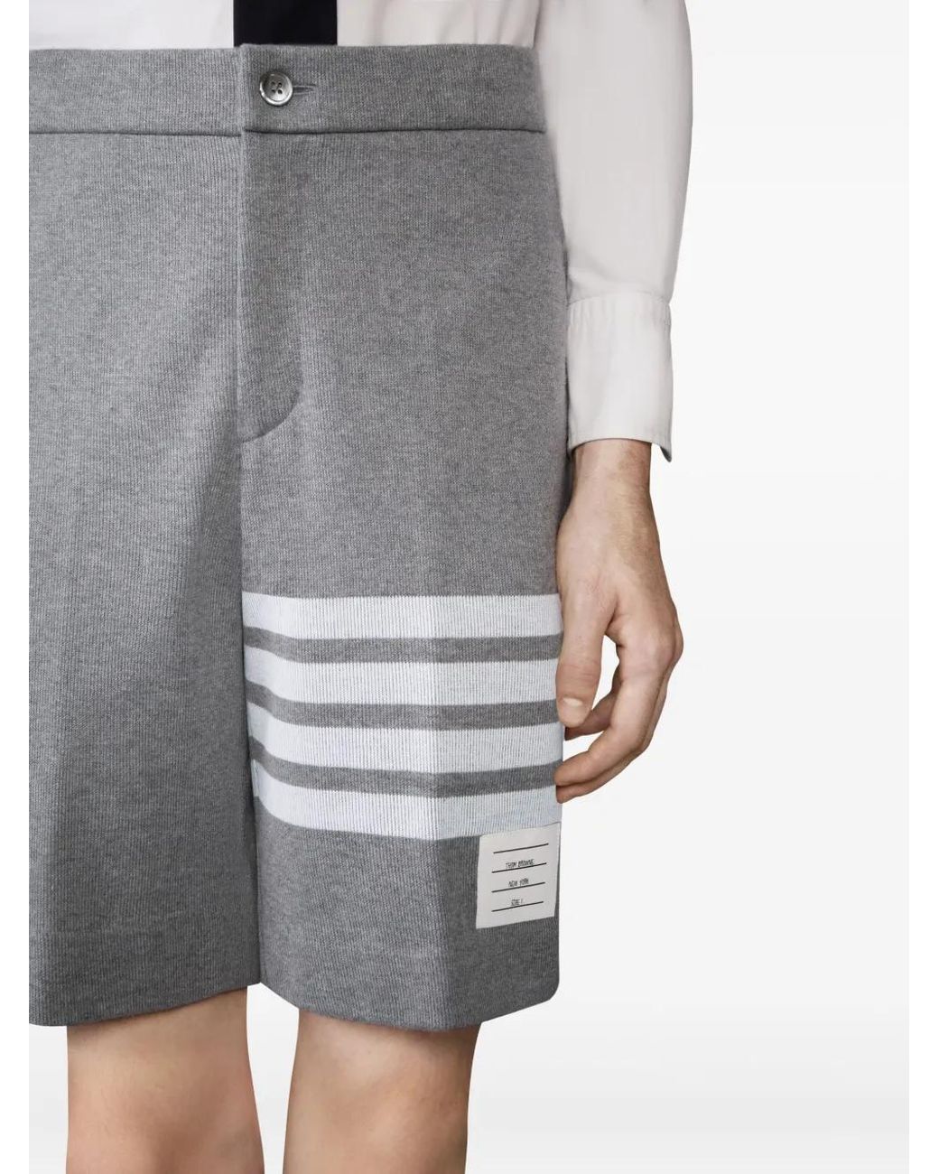 Thom Browne Gray Double Face Knit 4-Bar Bermuda Shorts for men