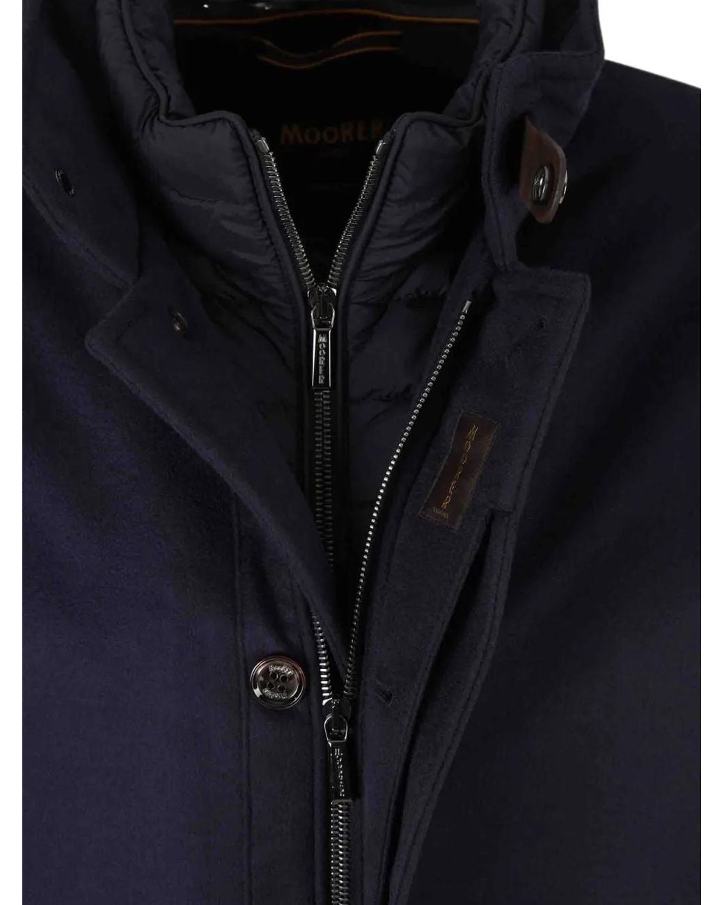 Moorer Blue High-Neck Coat for men