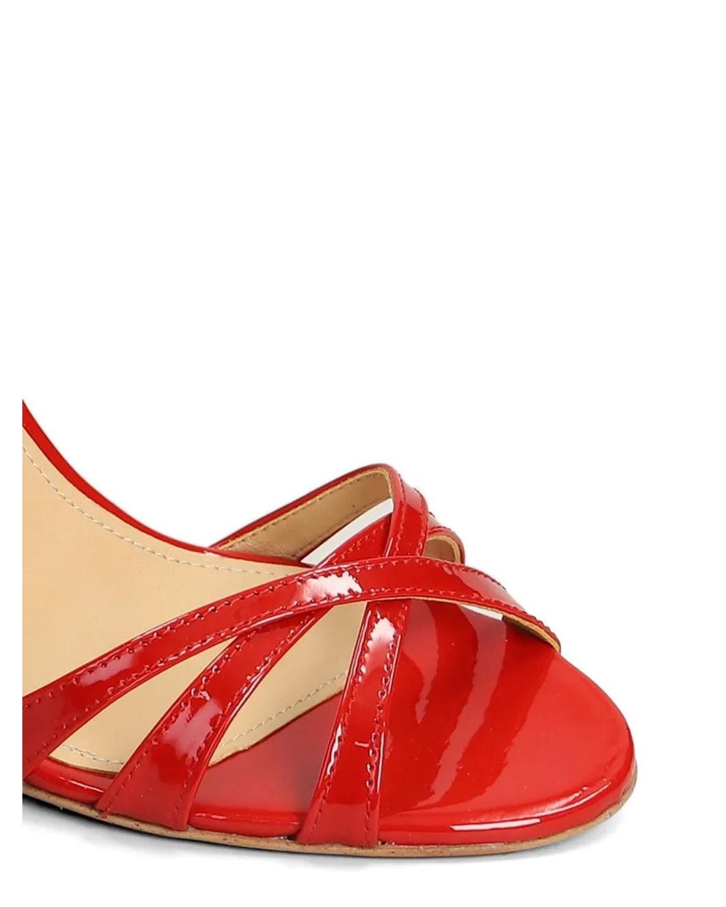 Fratelli Russo Red Patent-Leather Crossover-Strap Sandals
