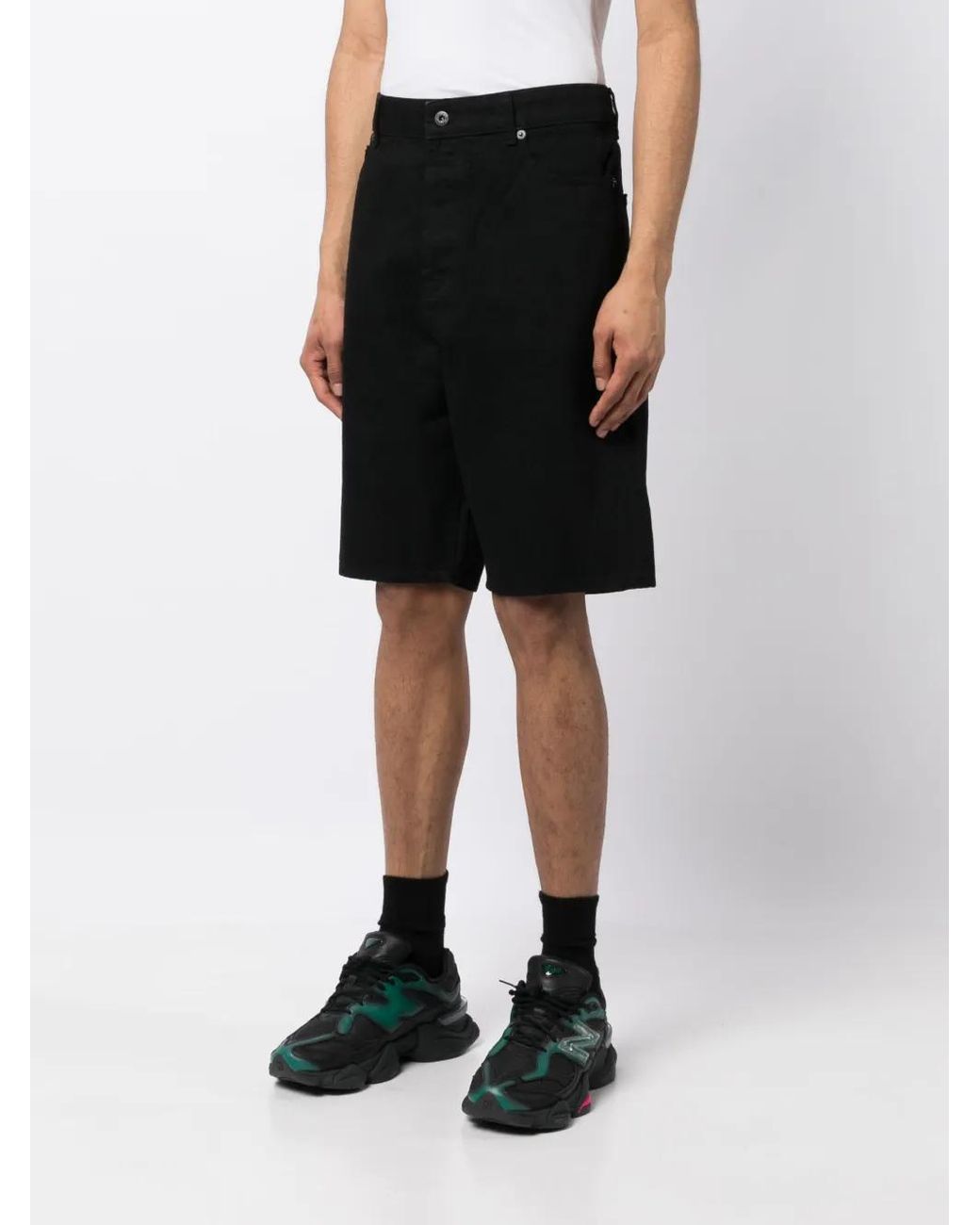 KENZO Black Logo-Patch Bermuda Shorts for men