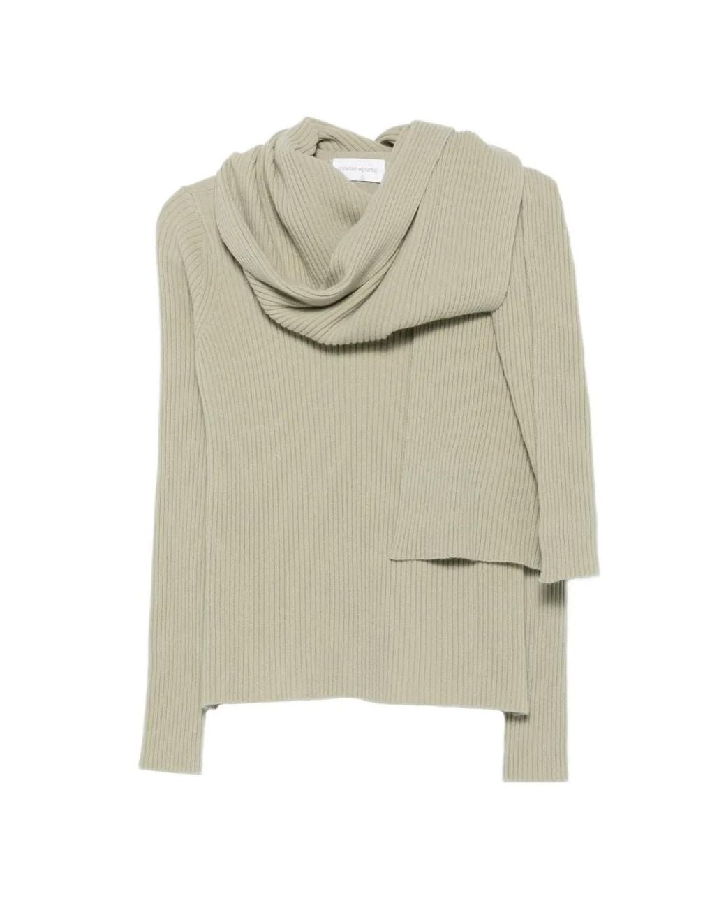 Christian Wijnants Natural Ribbed-Knit Scarf-Detail Sweater