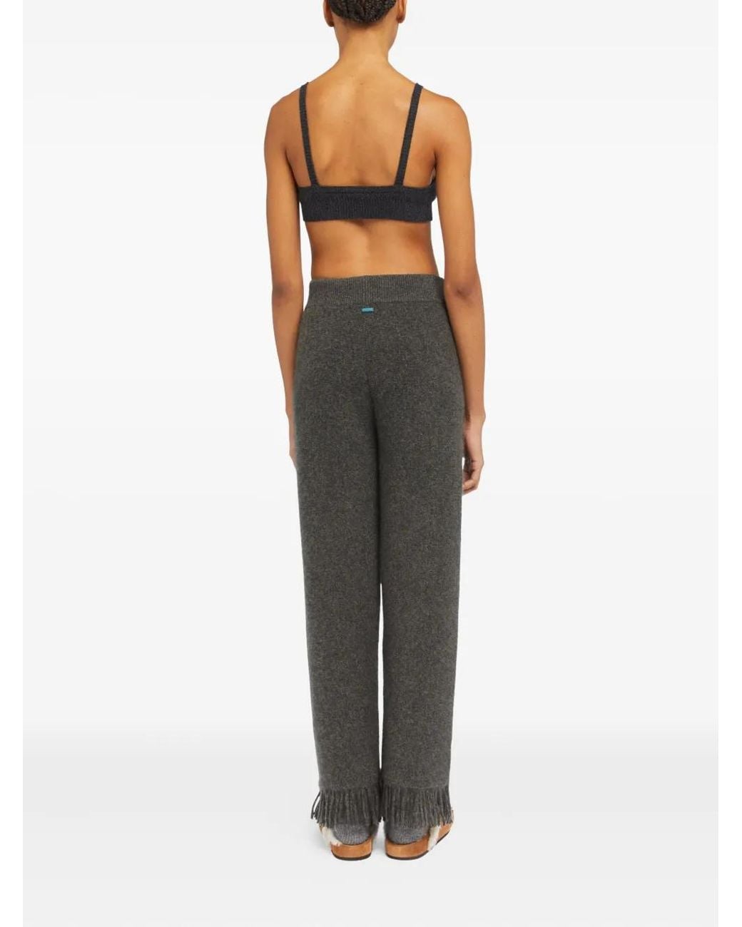 Alanui Black Fringed Knitted Trousers