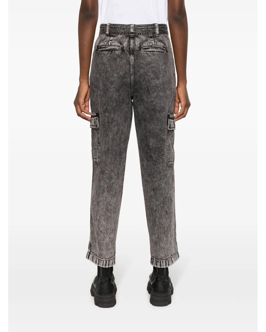 MICHAEL Michael Kors Gray Belted Washed Straight-Leg Jeans