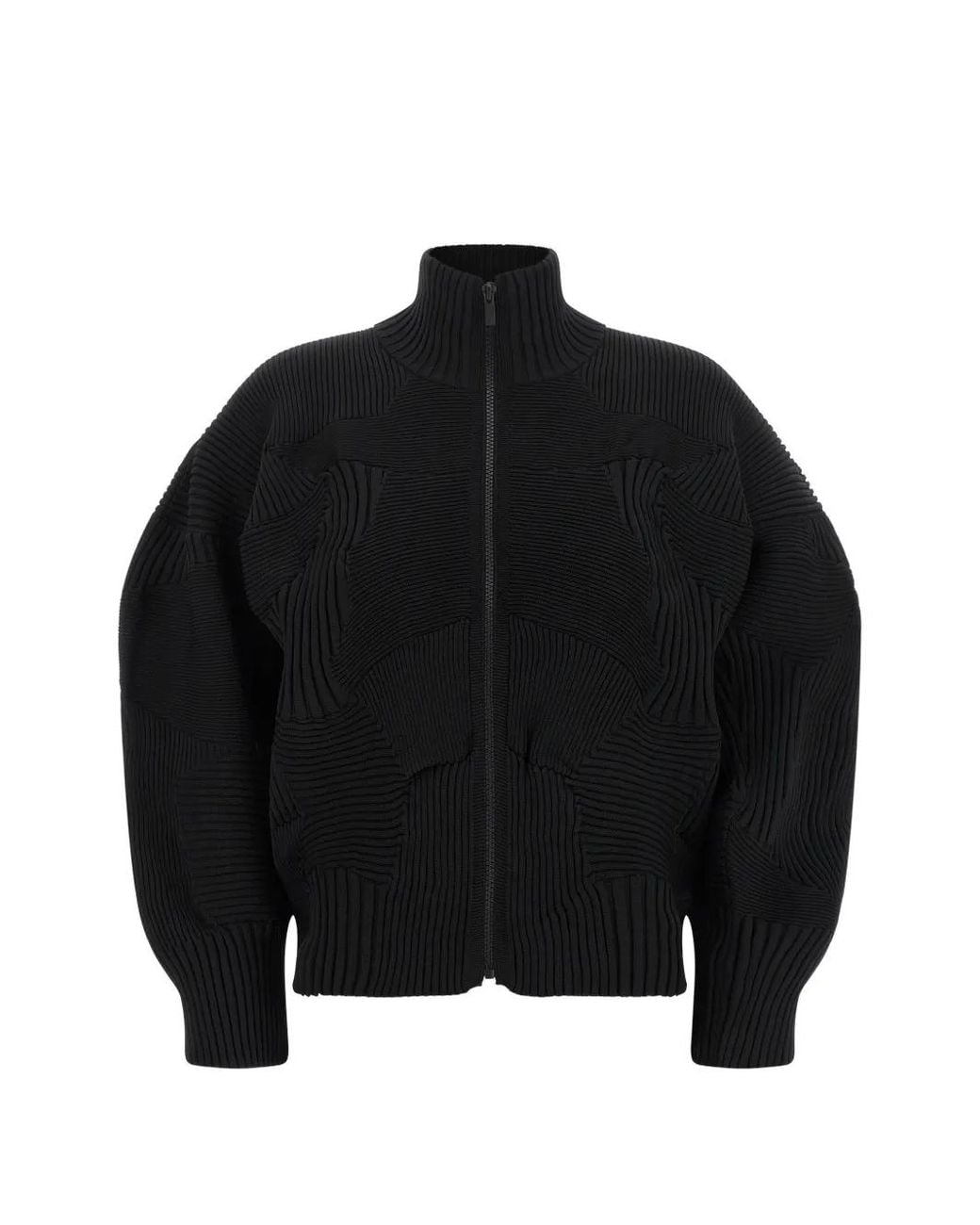 Issey Miyake Black Veste Kone Kone En Maille Côtelée