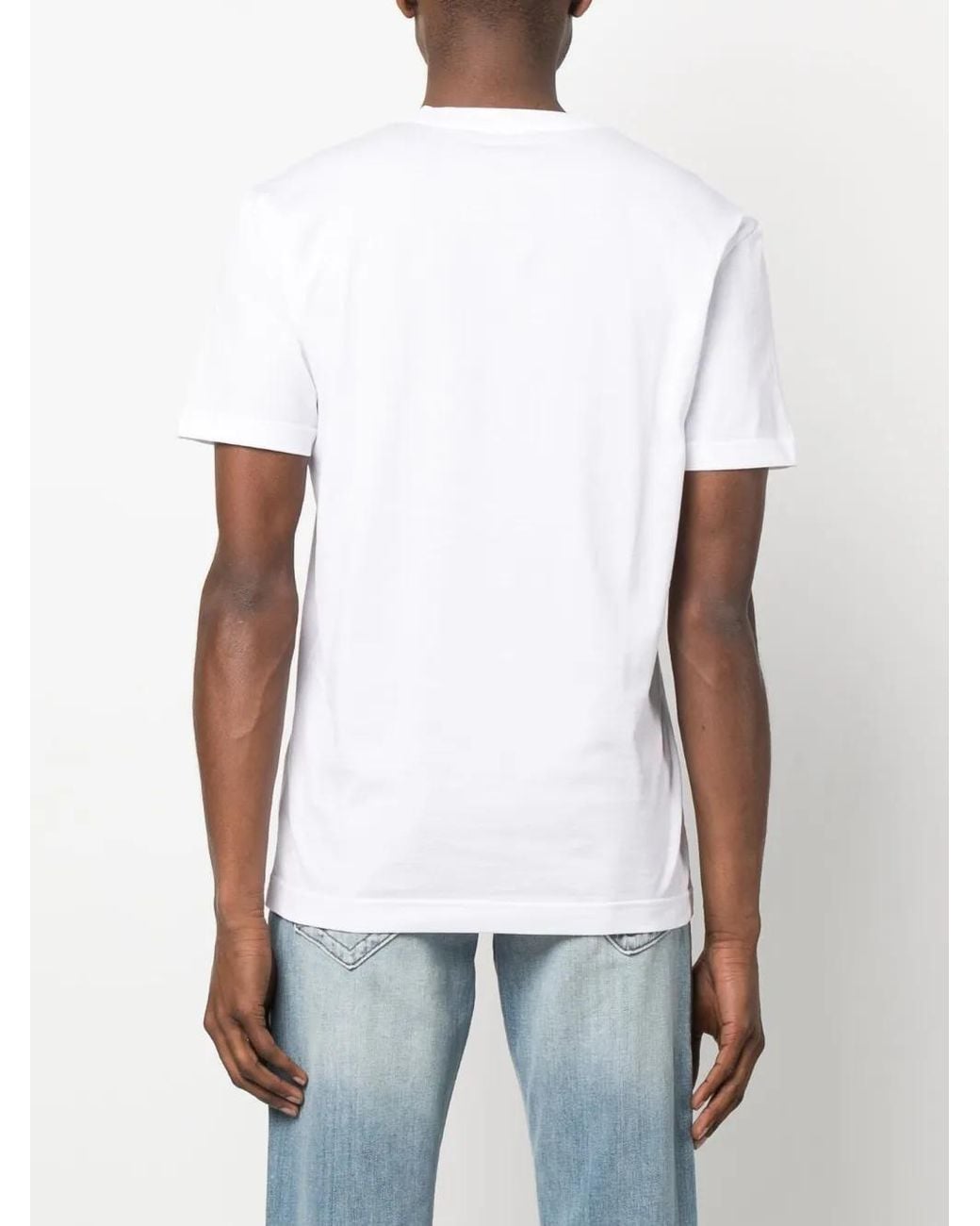 Dolce & Gabbana White Plunging V-Neck Cotton T-Shirt for men