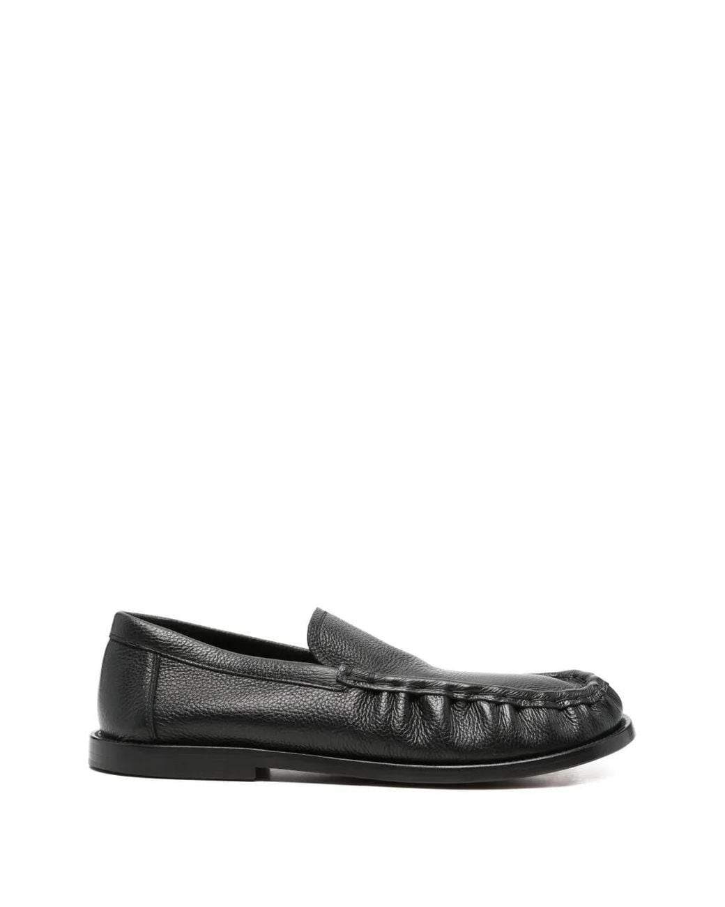 Paura White Grained-Leather Gathered Loafers for men