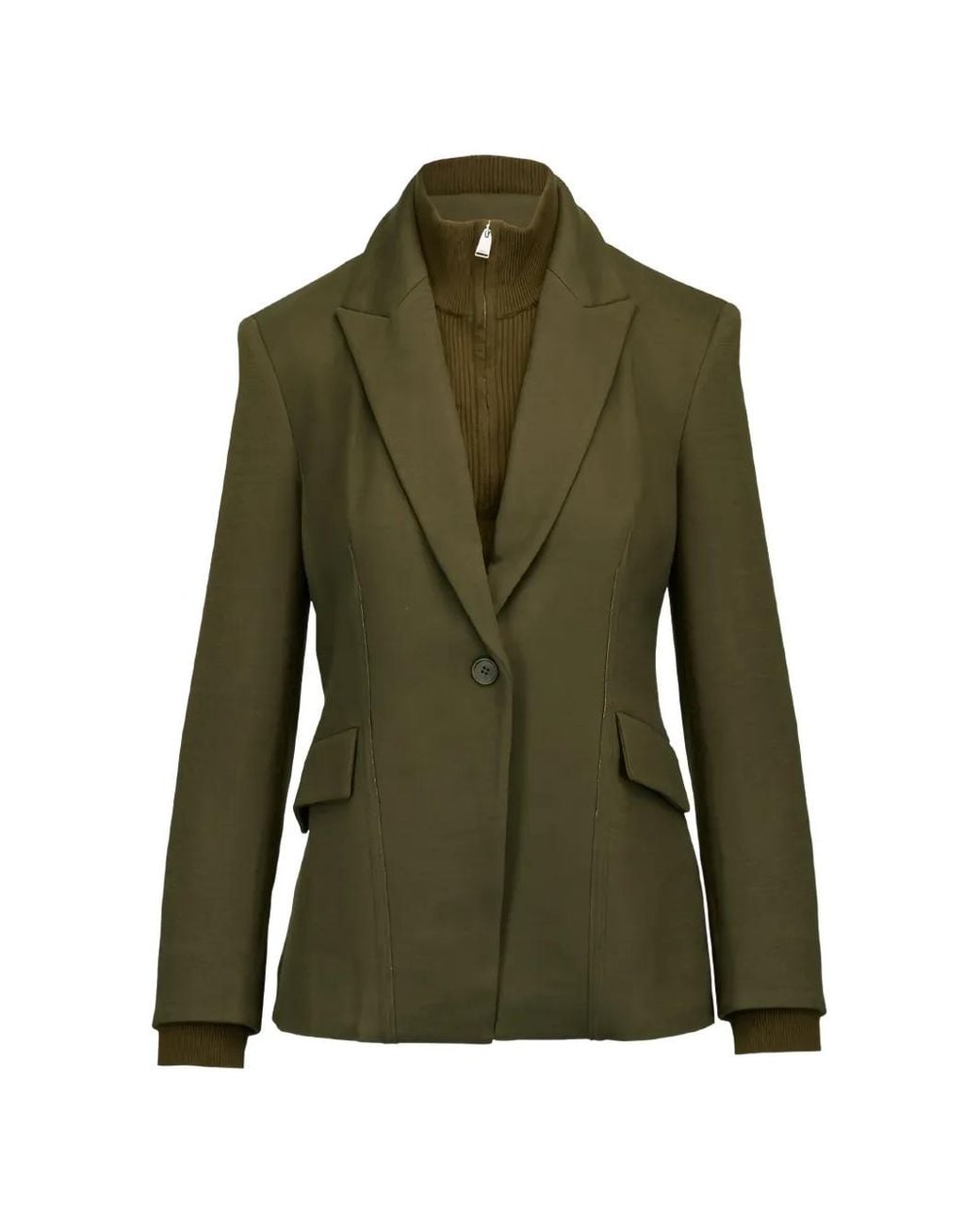 Jonathan Simkhai Green Auden Knit Combo Layered Blazer