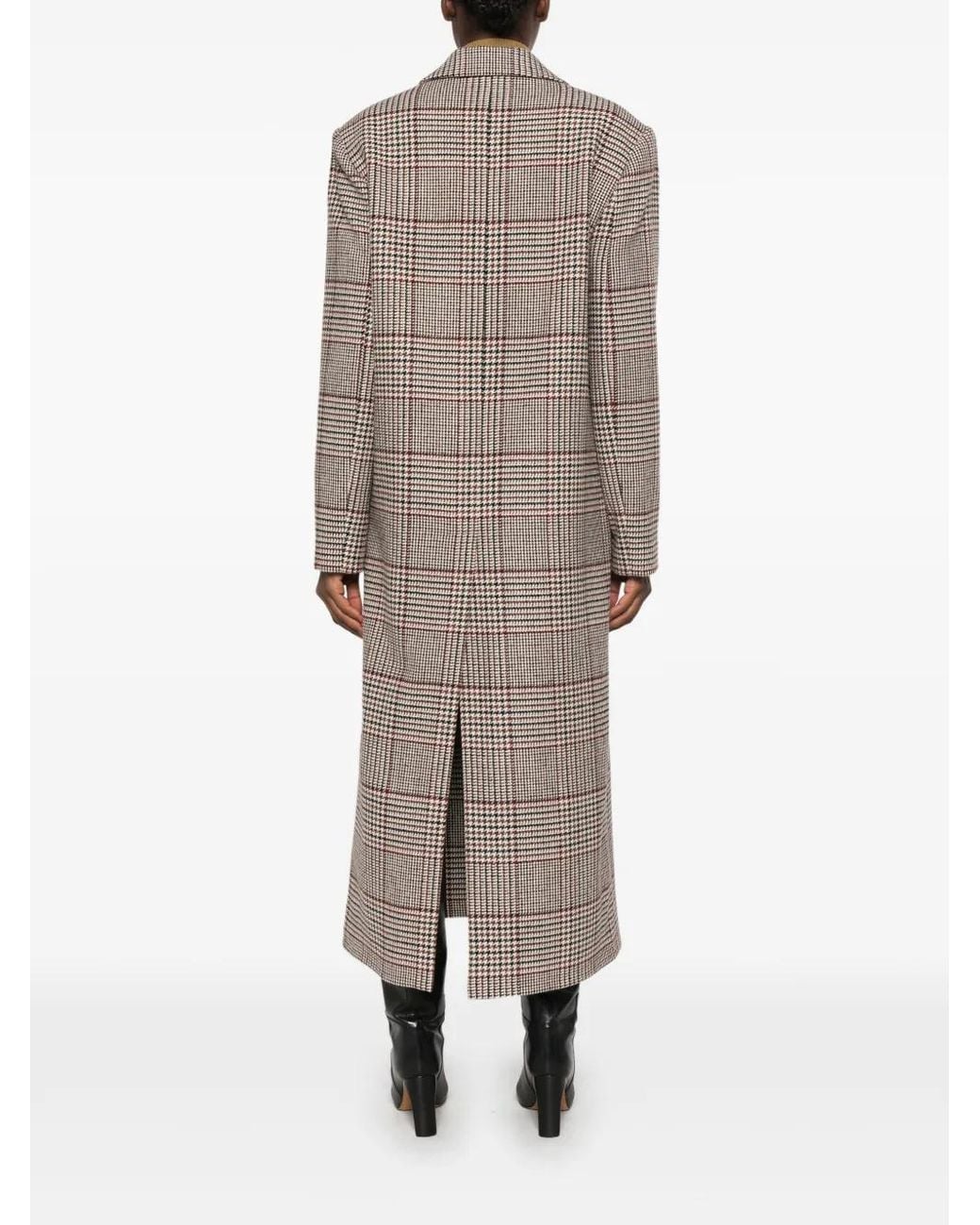 FEDERICA TOSI Brown Prince Of Wales Check Double-Breasted Coat