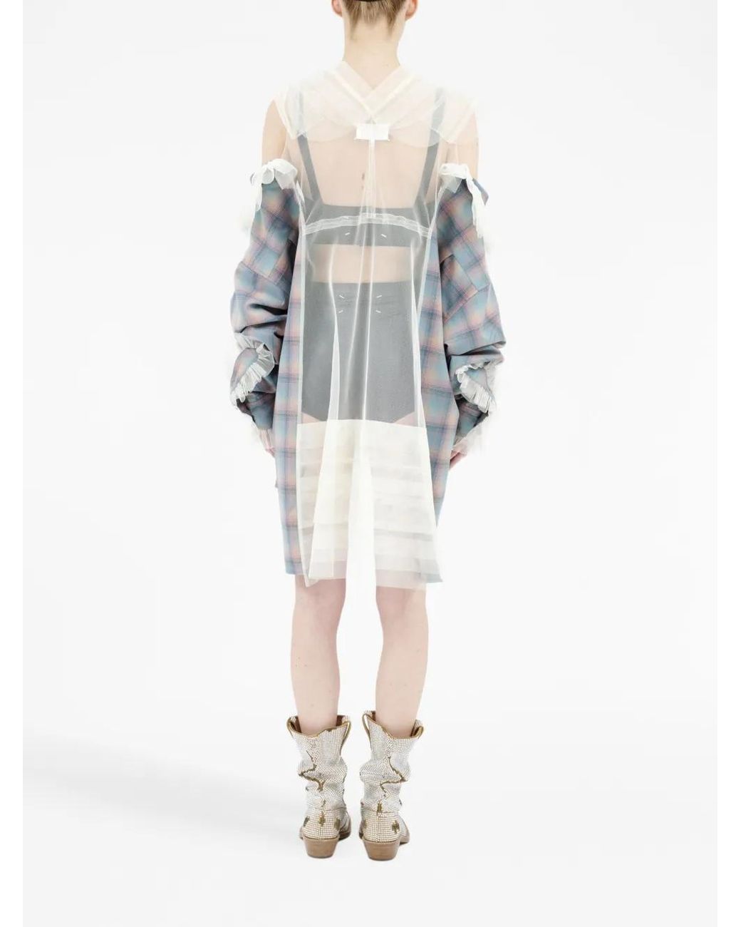 Maison Margiela Blue X Pendleton Wool Tulle Shirt