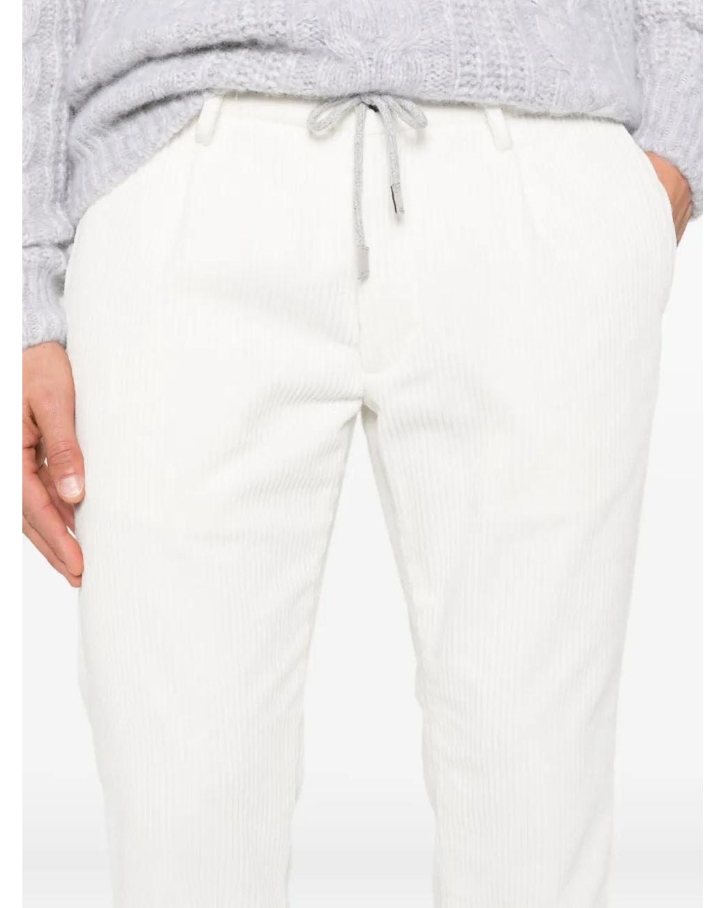 Eleventy White Drawstring Trousers for men
