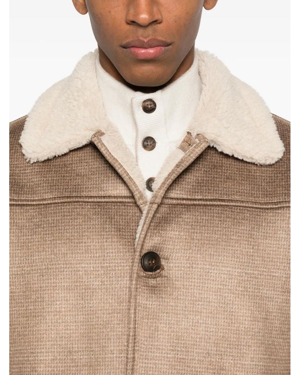 Mc2 Saint Barth Natural Shearling Collar Coat for men