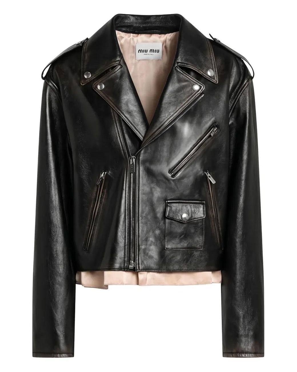 Miu Miu Black Leather Biker Jacket