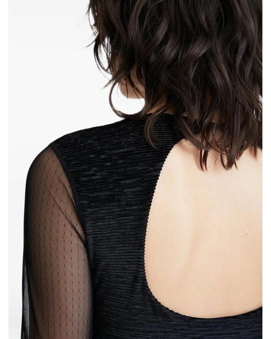 Desigual Black Open-Back Textured Top