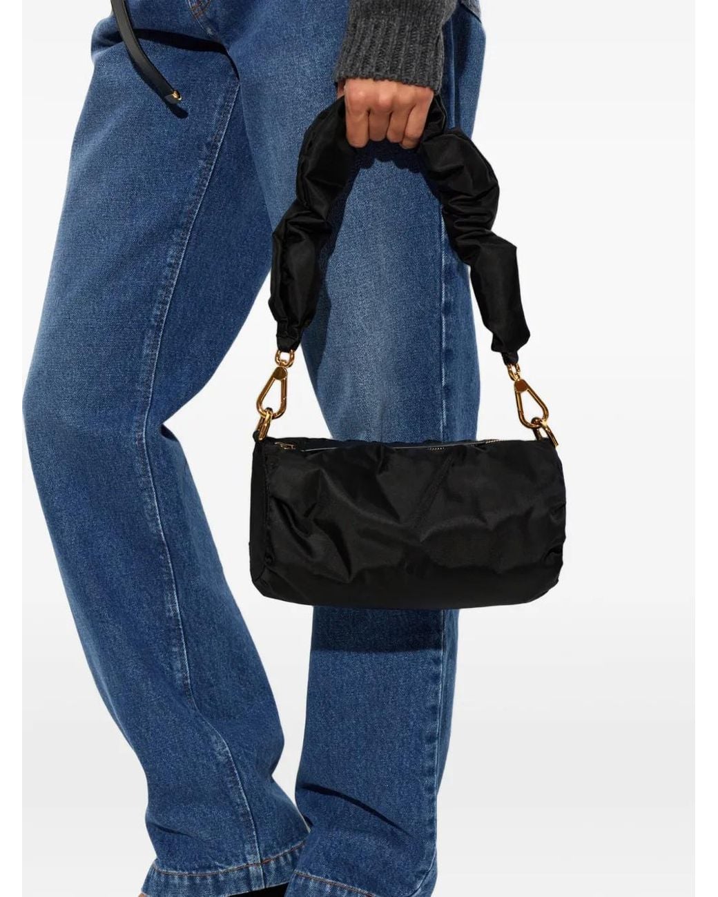 Marni Blue Ruched-Strap Shoulder Bag