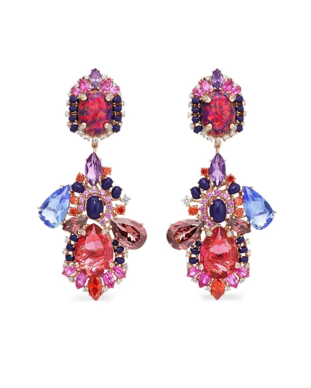 Anabela Chan Pink 18Kt Rose Multi-Stone Chandelier Earrings