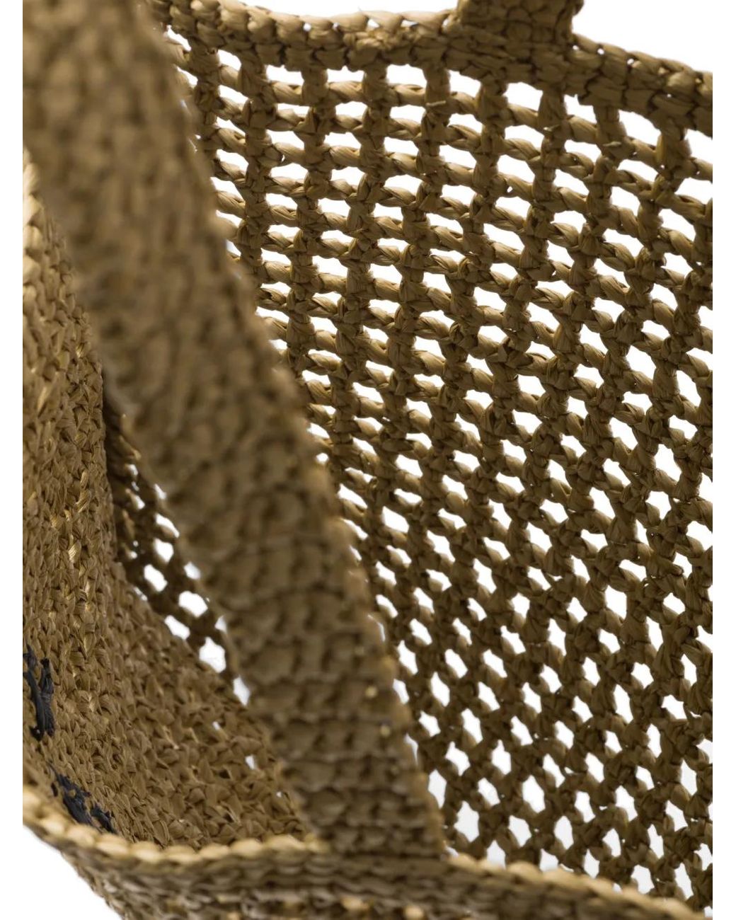 Prada Metallic Triangle-Logo Raffia Tote Bag